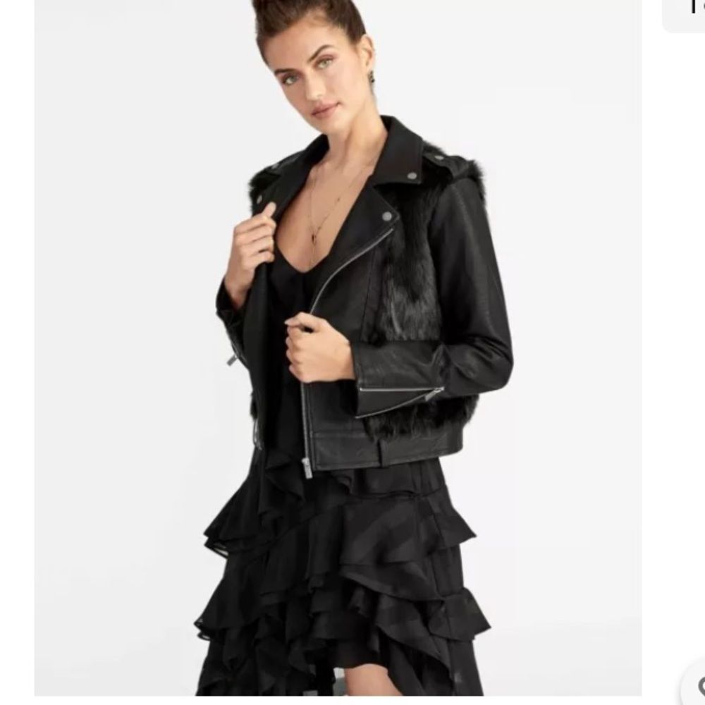 RACHEL Rachel Roy MILANA Fur moto jacket